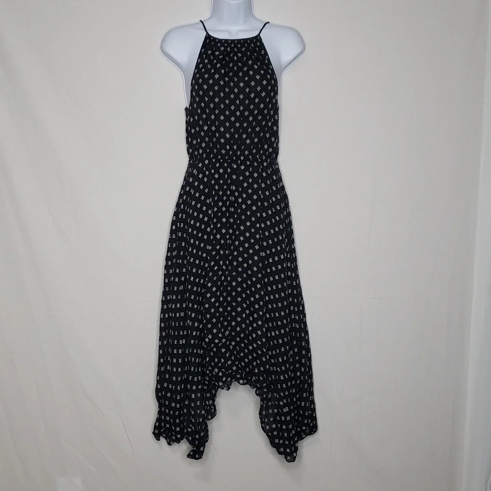 Joie Matalina Asymmetrical Silk Midi Dress Size S Fairy Grunge Black - Picture 4 of 14
